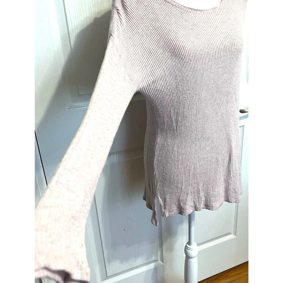 Anthropologie Velvet by Graham Spencer Ribbed Boat Neck Tunic Long Sleeve Pink S - Picture 5 of 7